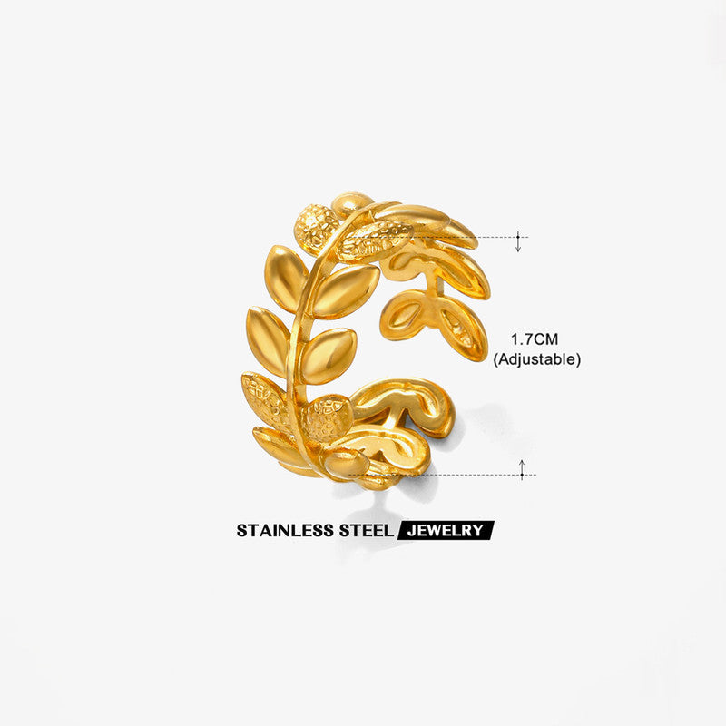 Jewels Galaxy Gold Plated Anti Tarnish Stainless Steel Contemporary Adjustable Finger Ring