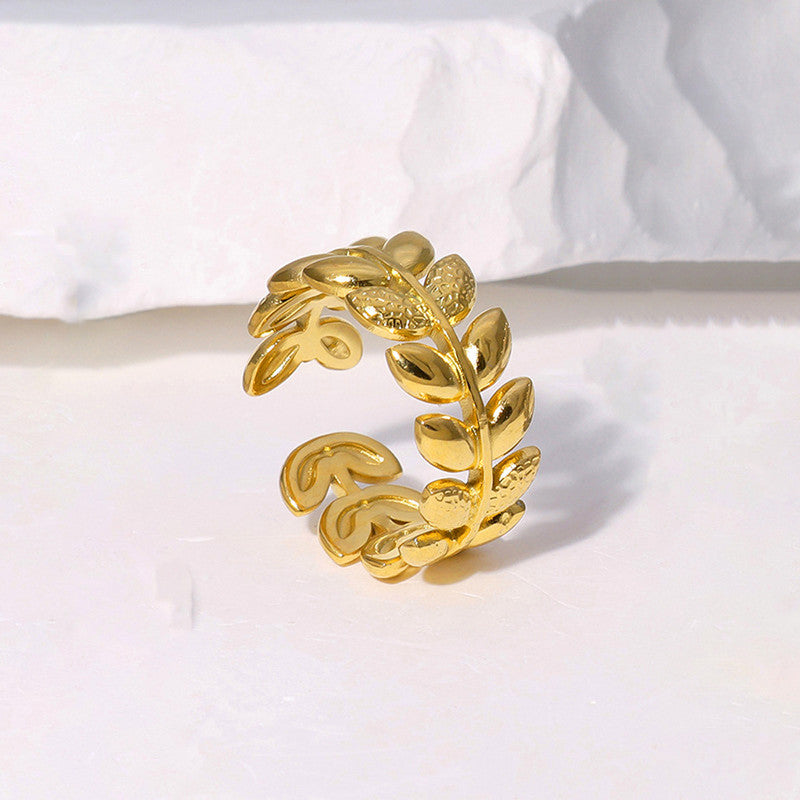 Jewels Galaxy Gold Plated Anti Tarnish Stainless Steel Contemporary Adjustable Finger Ring