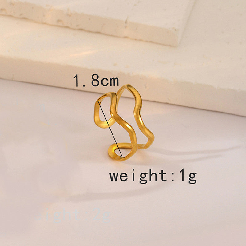 Jewels Galaxy Gold Plated Anti Tarnish Stainless Steel Contemporary Adjustable Finger Ring