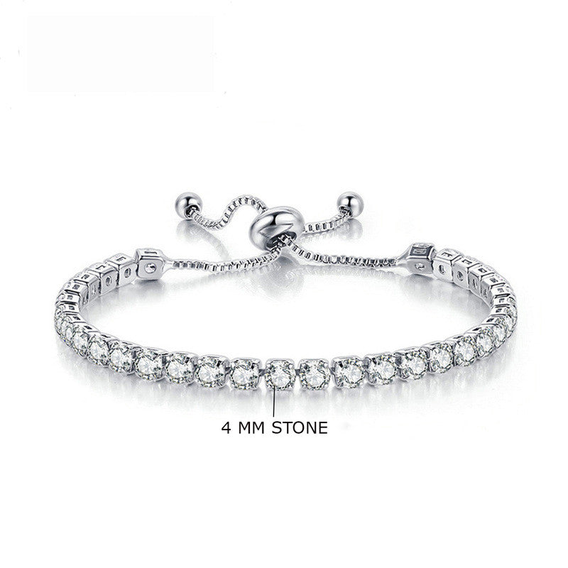 Jewels Galaxy Silver Plated Round Cut Cubic Zirconia White Matrix Anti Tarnish Tennis Bracelet