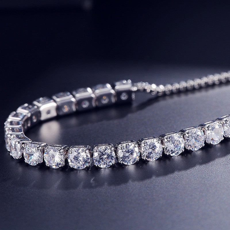 Jewels Galaxy Silver Plated Round Cut Cubic Zirconia White Matrix Anti Tarnish Tennis Bracelet