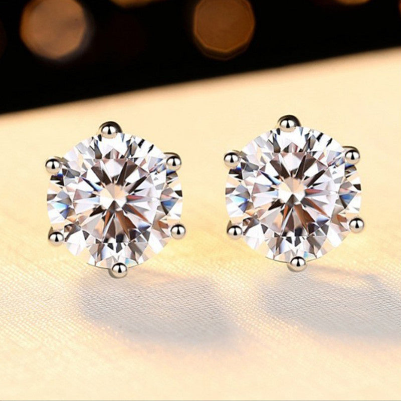 Jewels Galaxy Silver Plated Crystal Studded Anti Tarnish Circular Solitaire Stud Earrings