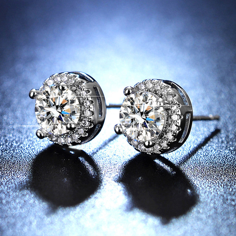 Jewels Galaxy Silver Plated AD Studded Beautiful Circular Solitaire Stud Earrings