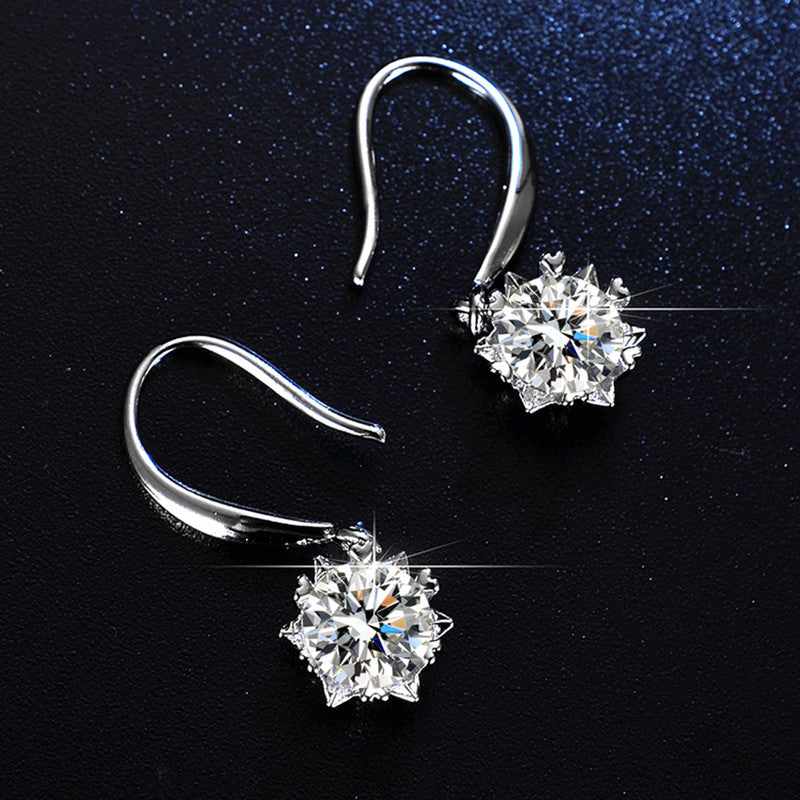 Jewels Galaxy Silver Plated Crystal Studded Anti Tarnish Circular Solitaire Drop Earrings