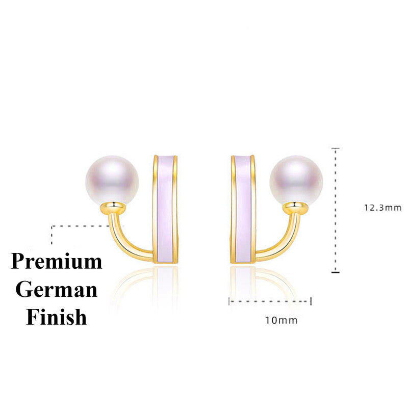 Jewels Galaxy Gold Plated Freshwater Pearl Studded Retro Stud Earrings
