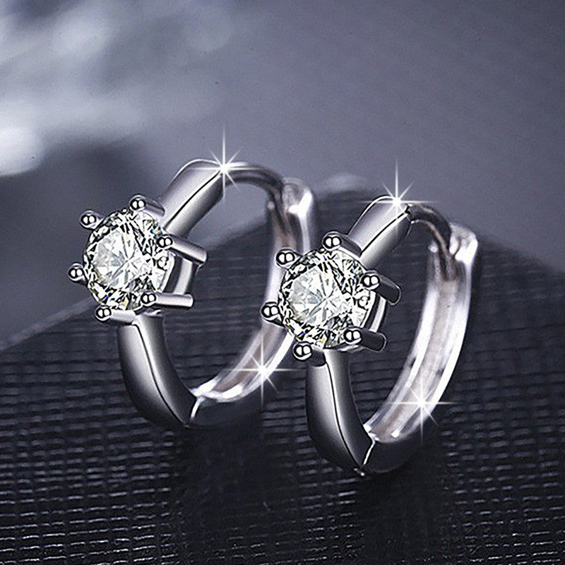 Jewels Galaxy Silver Plated American Diamond Studded Contemporary Korean Stud Earrings