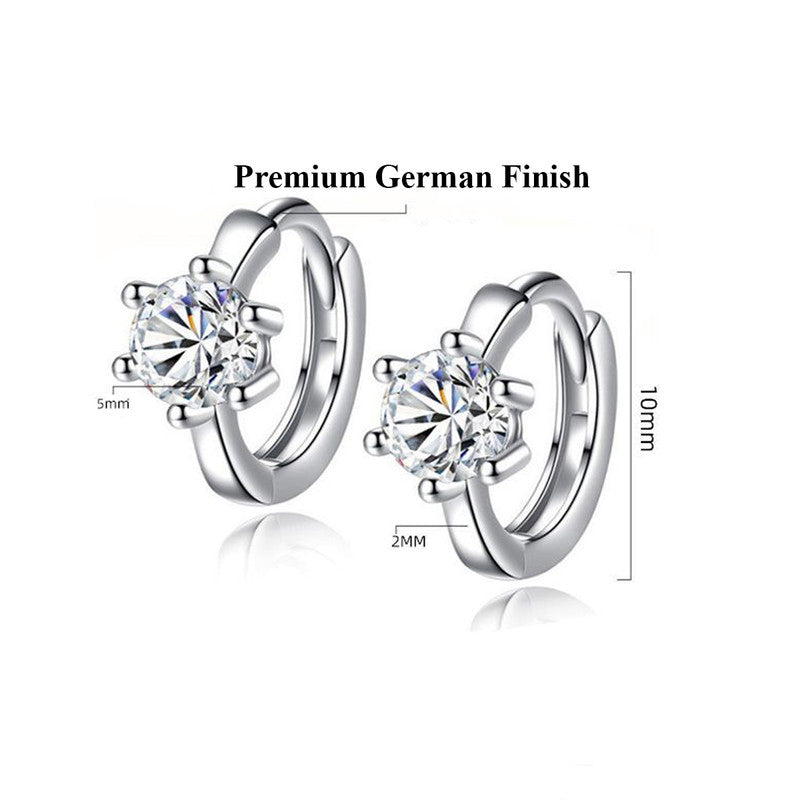 Jewels Galaxy Silver Plated American Diamond Studded Contemporary Korean Stud Earrings