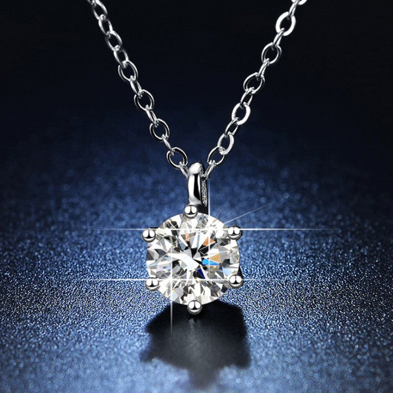 Jewels Galaxy Silver Plated Crystal Studded Anti Tarnish Circular Solitaire Pendant