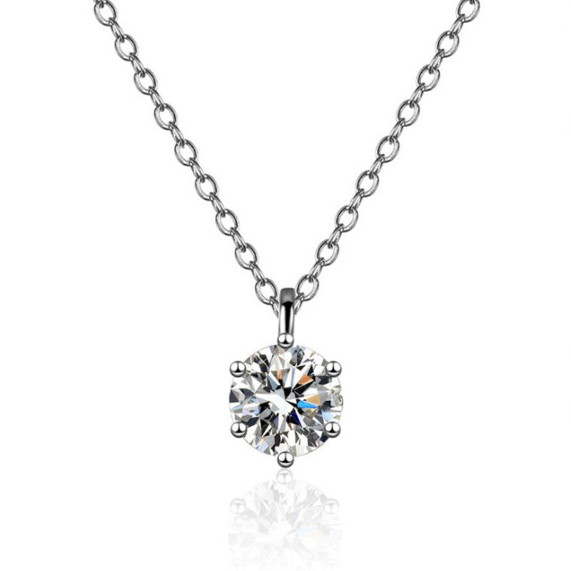 Jewels Galaxy Silver Plated Crystal Studded Anti Tarnish Circular Solitaire Pendant