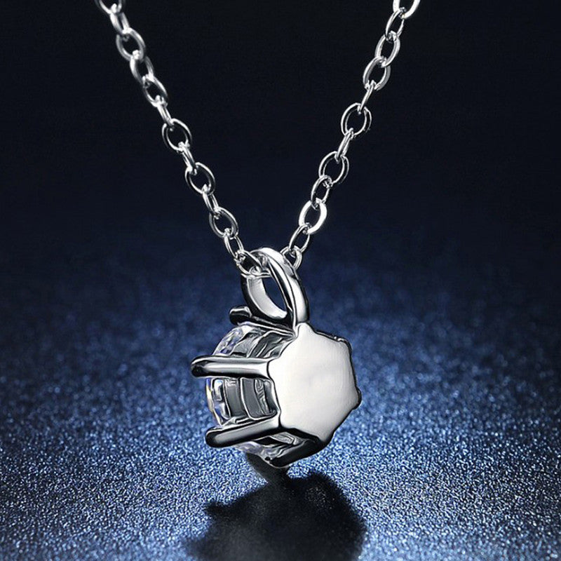 Jewels Galaxy Silver Plated Crystal Studded Anti Tarnish Circular Solitaire Pendant