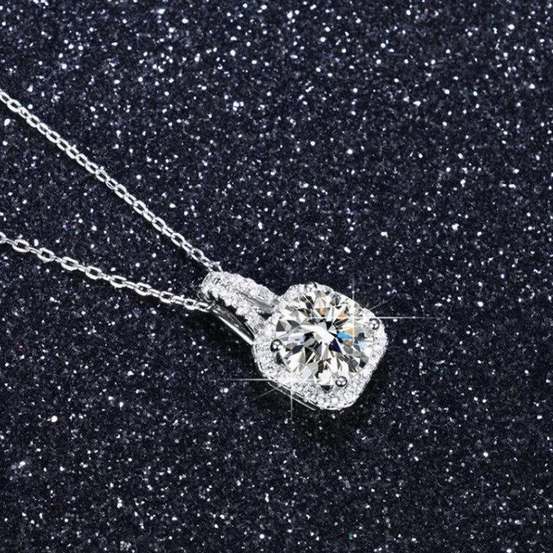 Jewels Galaxy Silver Plated Crystal Studded Square Shape Anti Tarnish Solitaire Pendant