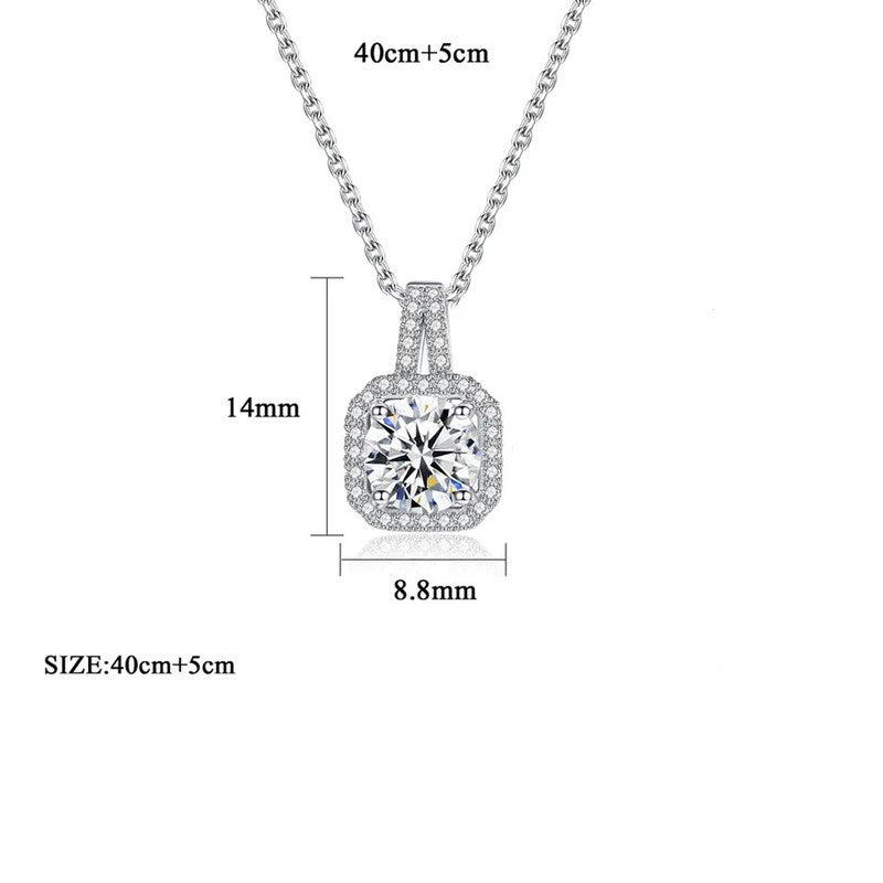 Jewels Galaxy Silver Plated Crystal Studded Square Shape Anti Tarnish Solitaire Pendant