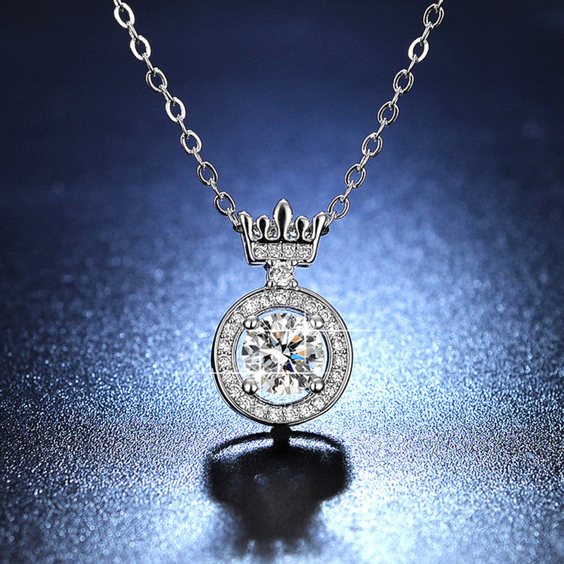 Jewels Galaxy Silver Plated Crystal Studded Crown inspired Anti Tarnish Solitaire Pendant