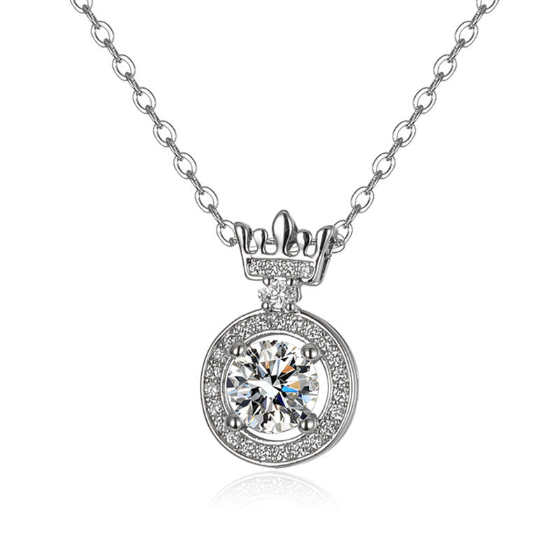 Jewels Galaxy Silver Plated Crystal Studded Crown inspired Anti Tarnish Solitaire Pendant