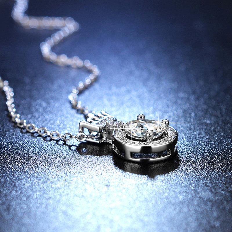 Jewels Galaxy Silver Plated Crystal Studded Crown inspired Anti Tarnish Solitaire Pendant