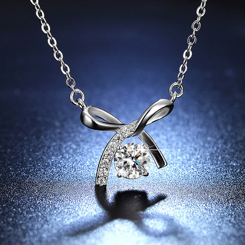 Jewels Galaxy Silver Plated Crystal Studded Infinity Stone Anti Tarnish Pendant