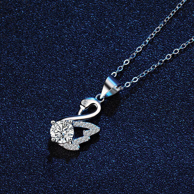 Jewels Galaxy Silver Plated Crystal Studded Swan inspired Anti Tarnish Pendant