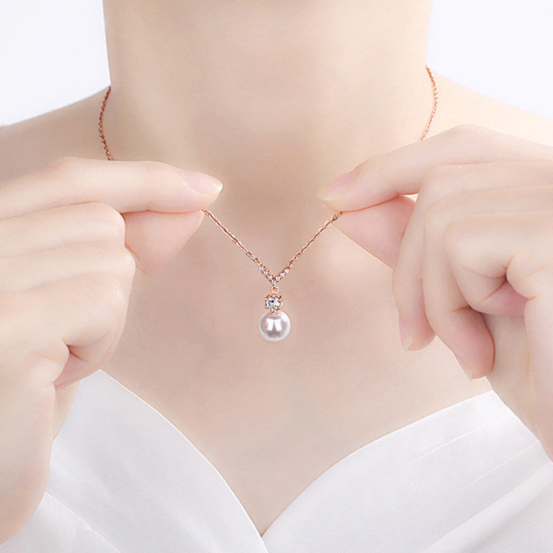 Jewels Galaxy Rose Gold Plated American Diamond Studded Contemporary Korean Pendant