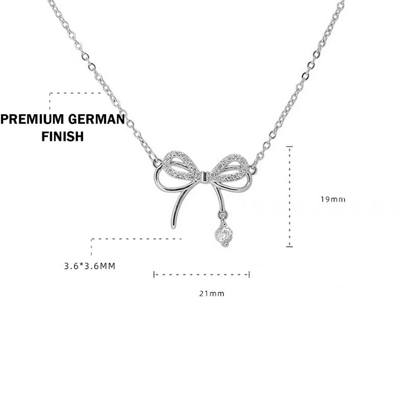 Jewels Galaxy Silver Plated American Diamond Studded Infinity Shape Korean Pendant