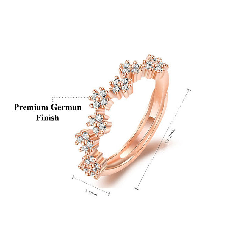Jewels Galaxy Rose Gold Plated American Diamond Studded Contemporary Korean Finger Ring