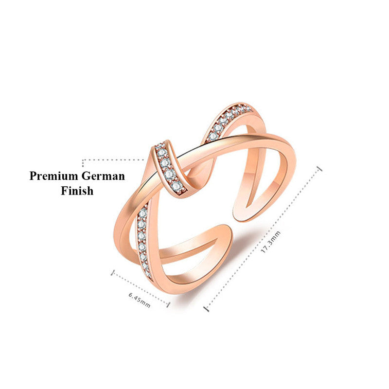 Jewels Galaxy Rose Gold Plated American Diamond Studded Contemporary Korean Finger Ring