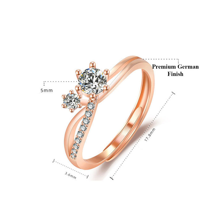 Jewels Galaxy Rose Gold Plated American Diamond Studded Contemporary Korean Finger Ring
