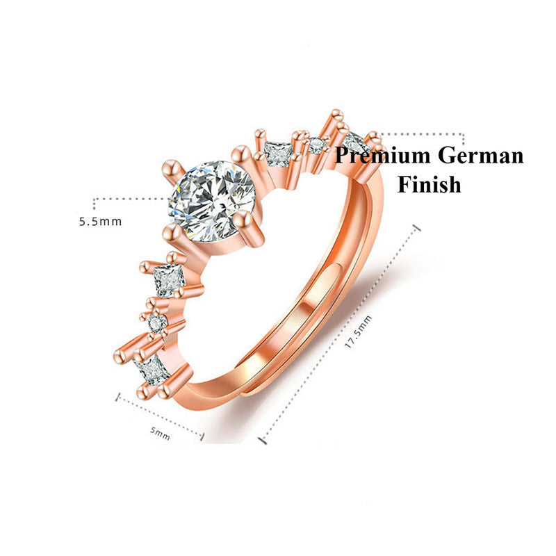 Jewels Galaxy Rose Gold Plated American Diamond Studded Contemporary Korean Finger Ring