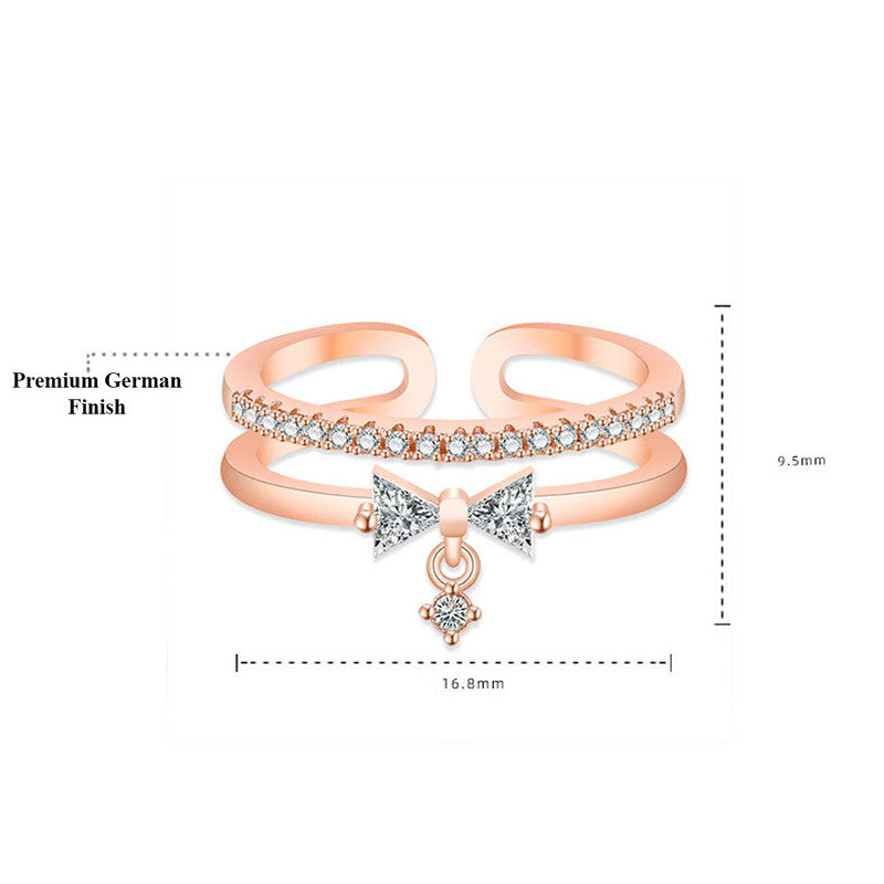 Jewels Galaxy Rose Gold Plated American Diamond Studded Contemporary Korean Finger Ring