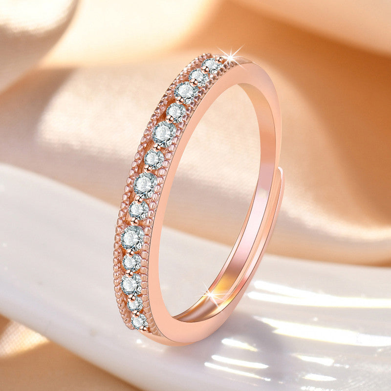 Jewels Galaxy Rose Gold Plated American Diamond Studded Contemporary Korean Finger Ring