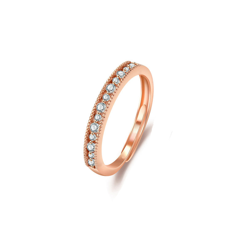 Jewels Galaxy Rose Gold Plated American Diamond Studded Contemporary Korean Finger Ring