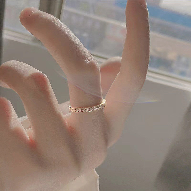 Jewels Galaxy Rose Gold Plated American Diamond Studded Contemporary Korean Finger Ring