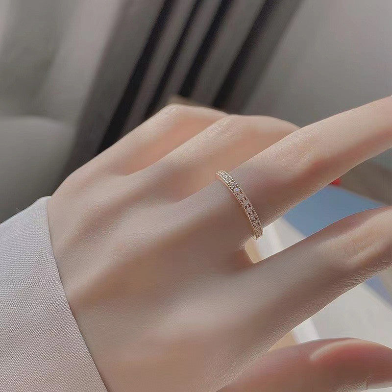 Jewels Galaxy Rose Gold Plated American Diamond Studded Contemporary Korean Finger Ring