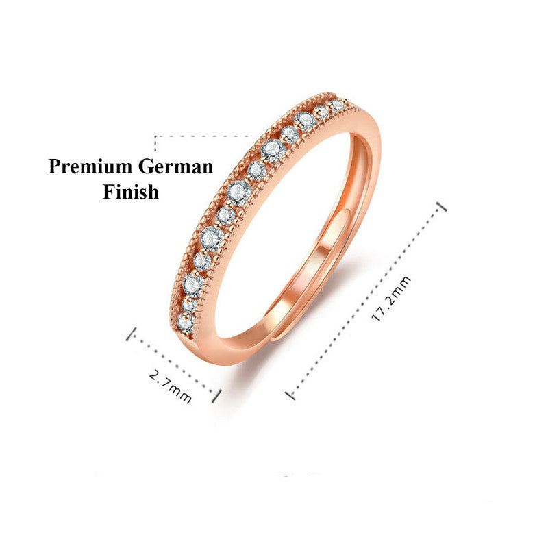 Jewels Galaxy Rose Gold Plated American Diamond Studded Contemporary Korean Finger Ring