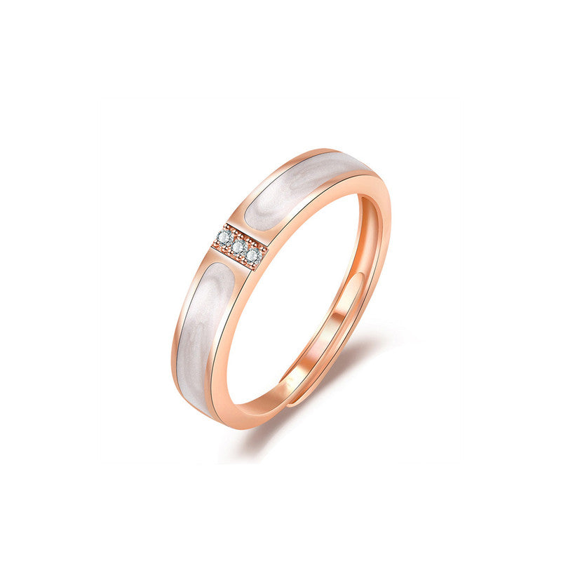 Jewels Galaxy Rose Gold Plated American Diamond Studded Contemporary Korean Finger Ring