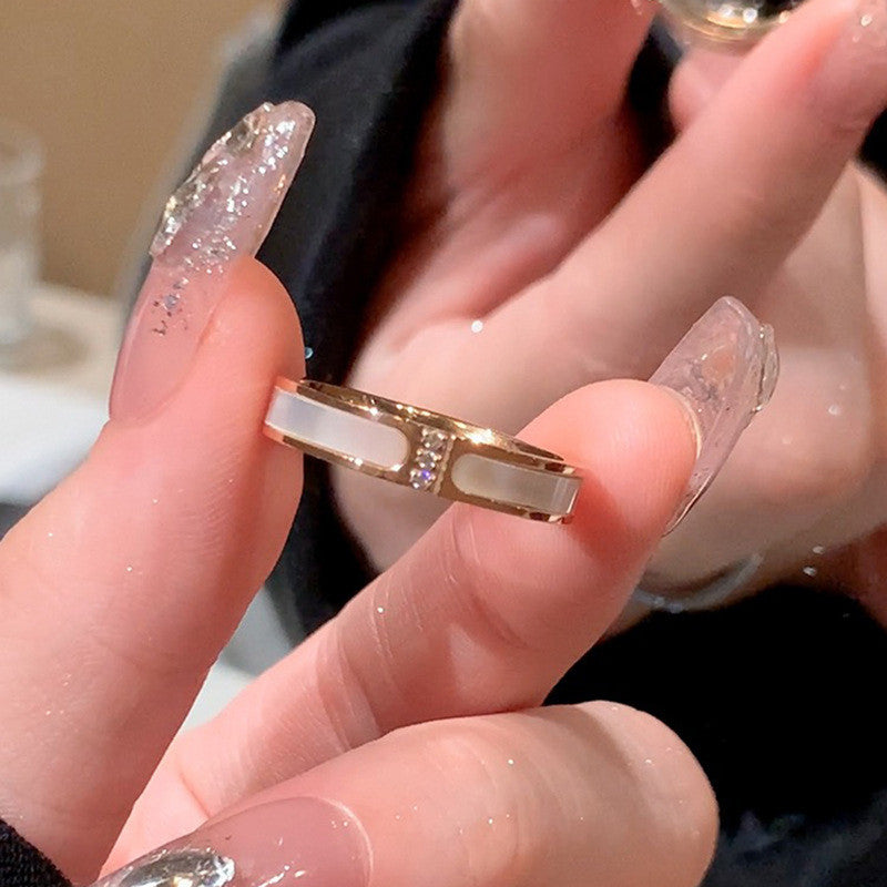 Jewels Galaxy Rose Gold Plated American Diamond Studded Contemporary Korean Finger Ring