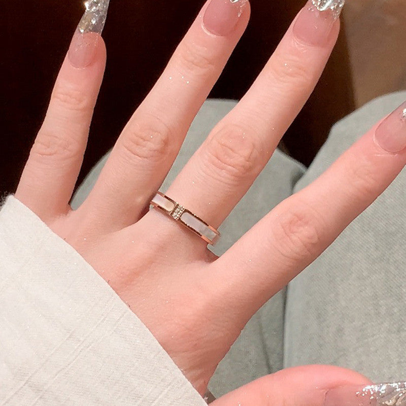 Jewels Galaxy Rose Gold Plated American Diamond Studded Contemporary Korean Finger Ring