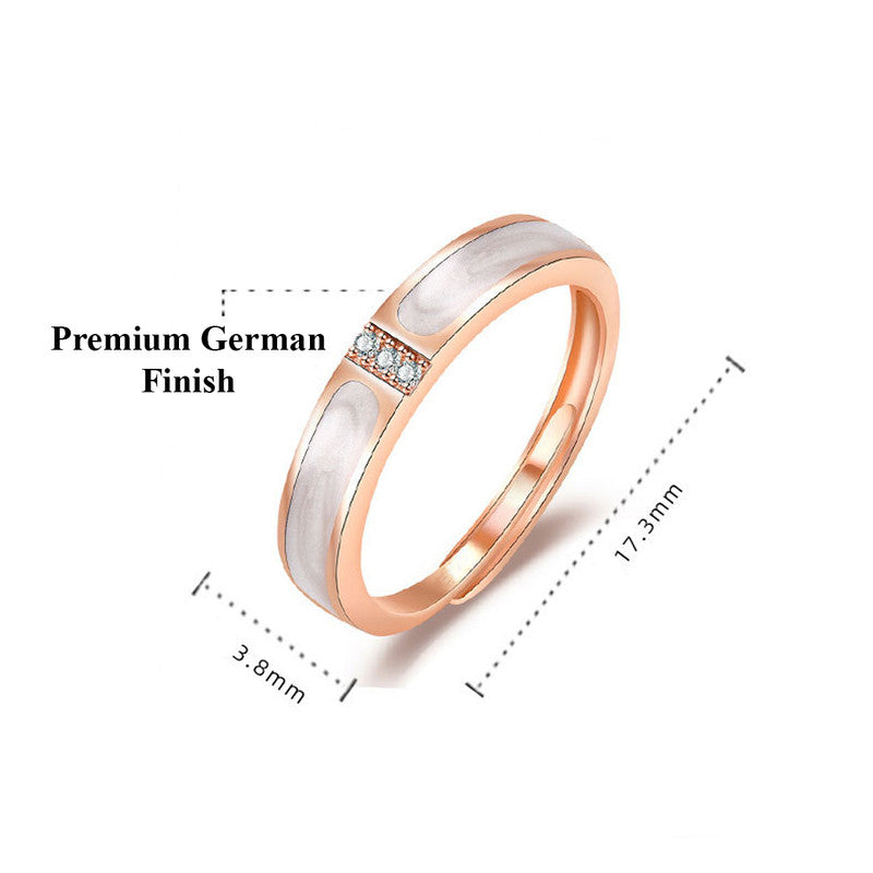 Jewels Galaxy Rose Gold Plated American Diamond Studded Contemporary Korean Finger Ring