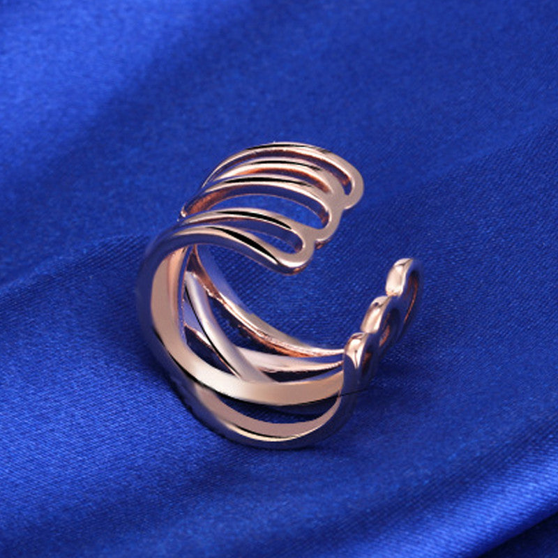 Jewels Galaxy Rose Gold Plated American Diamond Studded Contemporary Korean Finger Ring