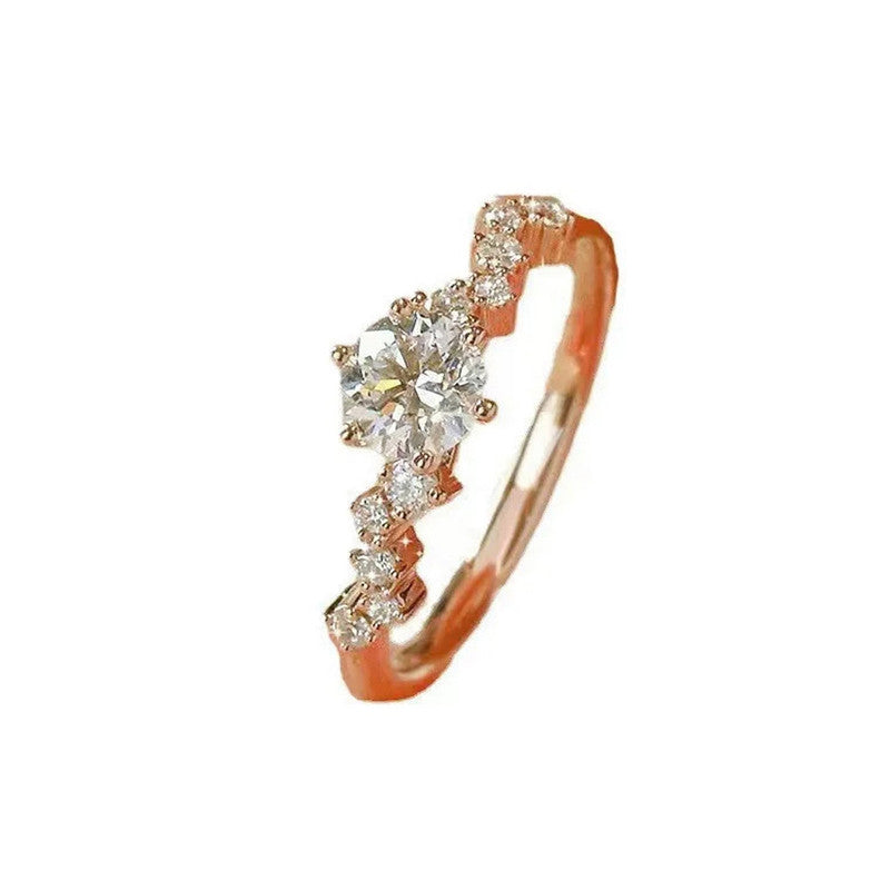 Jewels Galaxy Rose Gold Plated American Diamond Studded Contemporary Korean Finger Ring