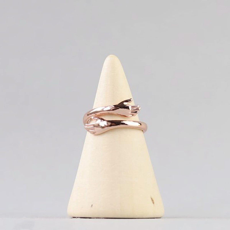 Jewels Galaxy Rose Gold-Plated Hug Shaped Adjustable Hug Day Finger Ring