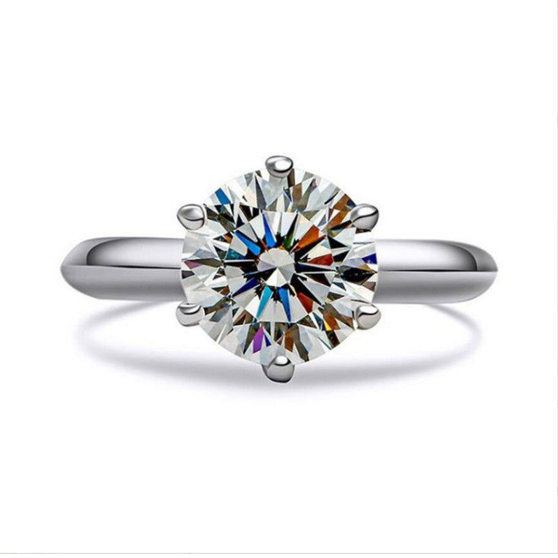 Jewels Galaxy Silver Plated Crystal Studded Anti Tarnish Solitaire Adjustable Finger Ring