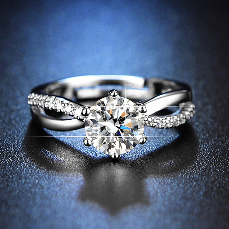 Jewels Galaxy Silver Plated AD Studded Contemporary Anti Tarnish Adjustable Finger Ring