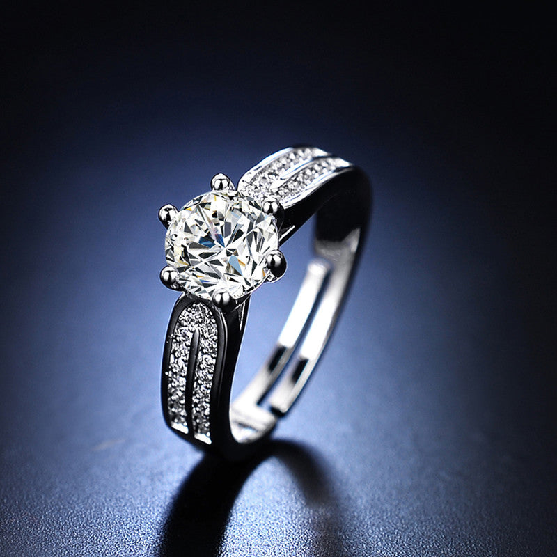 Jewels Galaxy Silver Plated AD Studded Contemporary Anti Tarnish Adjustable Finger Ring