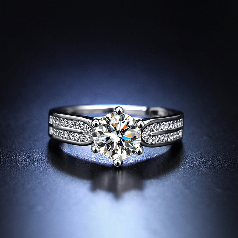 Jewels Galaxy Silver Plated AD Studded Contemporary Anti Tarnish Adjustable Finger Ring