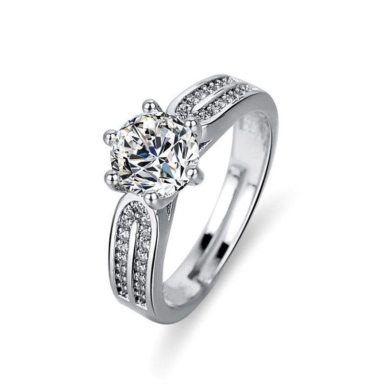 Jewels Galaxy Silver Plated AD Studded Contemporary Anti Tarnish Adjustable Finger Ring