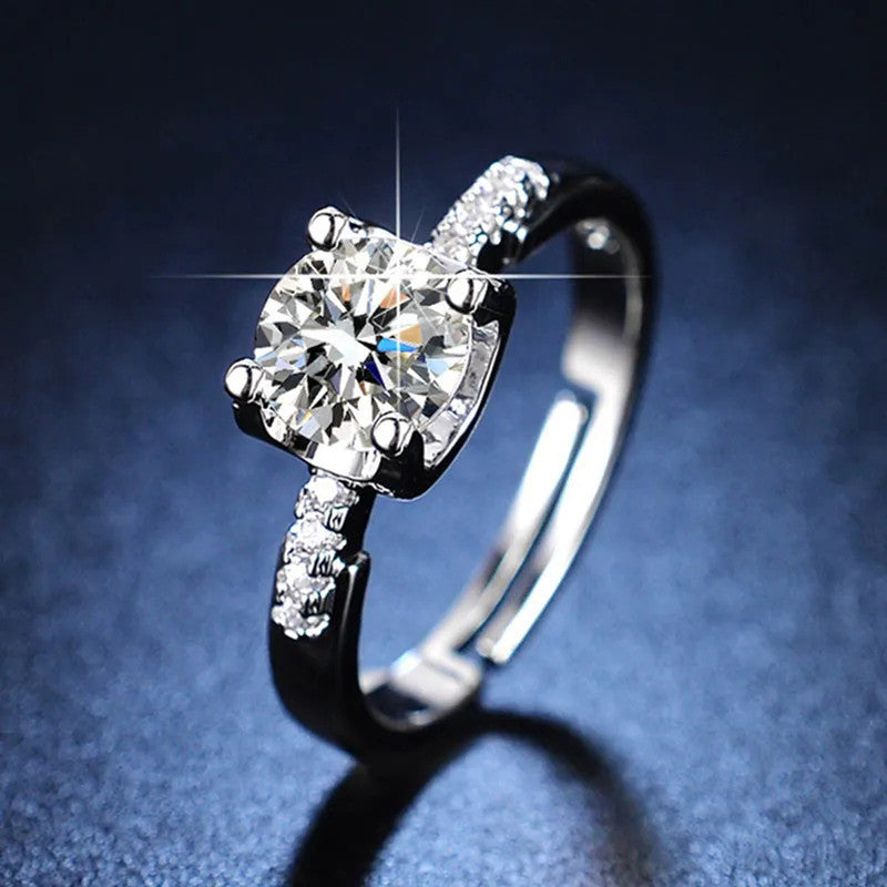 Jewels Galaxy Silver Plated AD Studded Contemporary Anti Tarnish Adjustable Finger Ring