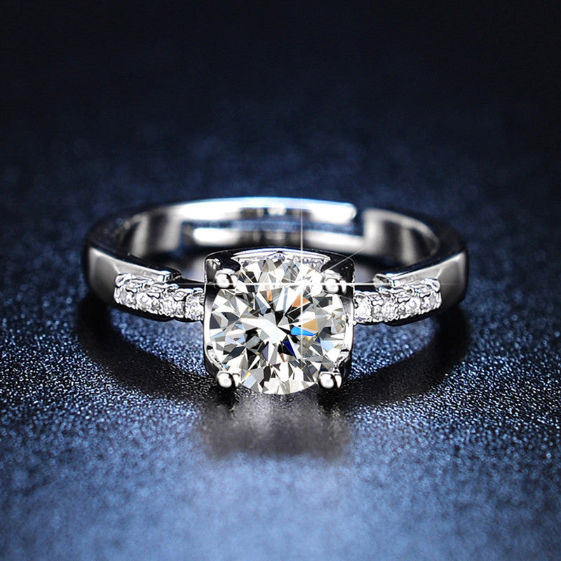 Jewels Galaxy Silver Plated AD Studded Contemporary Anti Tarnish Adjustable Finger Ring