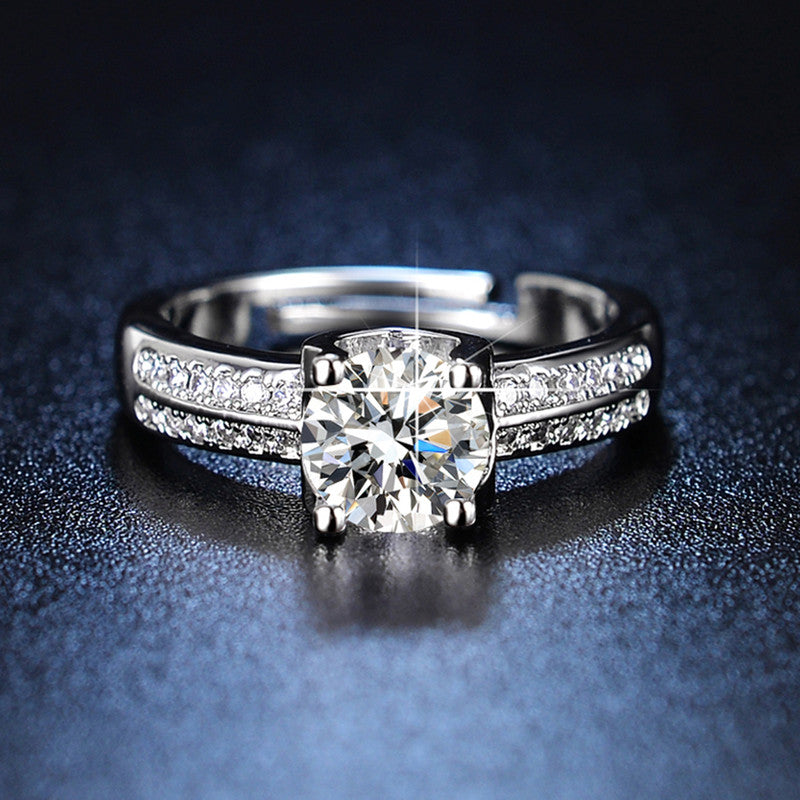 Jewels Galaxy Silver Plated AD Studded Contemporary Anti Tarnish Adjustable Finger Ring