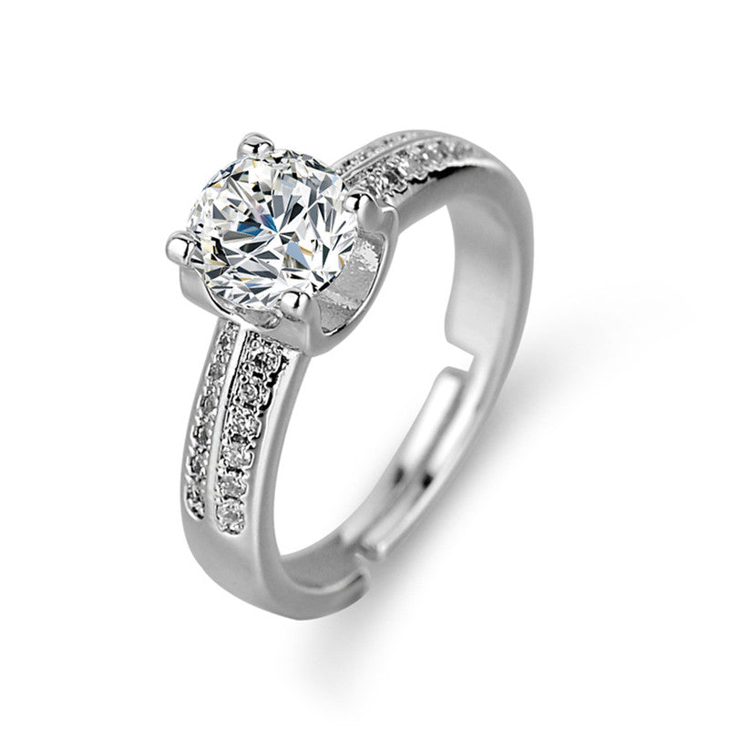 Jewels Galaxy Silver Plated AD Studded Contemporary Anti Tarnish Adjustable Finger Ring