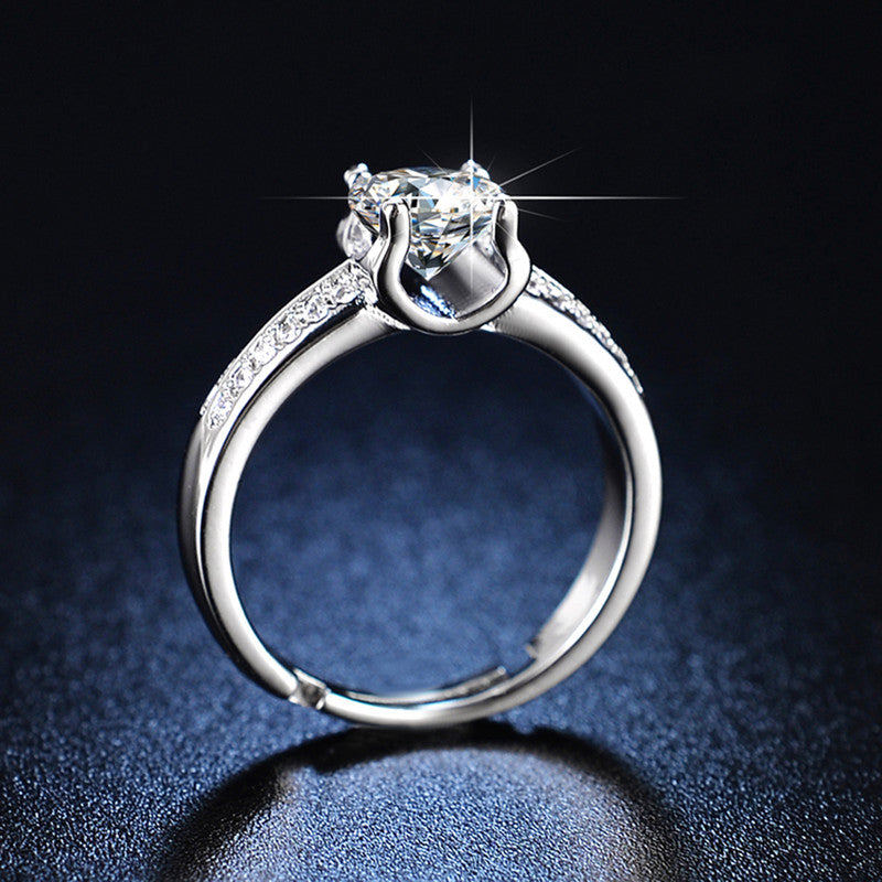 Jewels Galaxy Silver Plated AD Studded Contemporary Anti Tarnish Adjustable Finger Ring